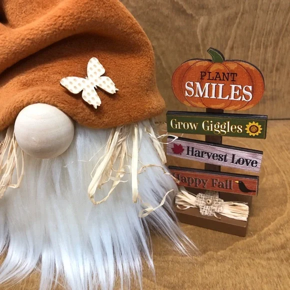 Harvest Love Gnome Daisies Straw Smiles Butterfly Warm Rusty Brown Gift Guide - Picture 5 of 6